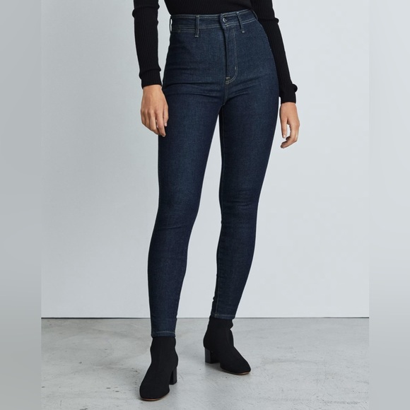 Everlane “Way High” Waisted Clean Front Skinny Jeans Dark Wash Denim Sz 32 - Picture 6 of 14